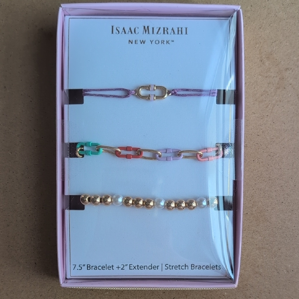 Isaac Mizrahi Pastel and Gold Bracelet Trio